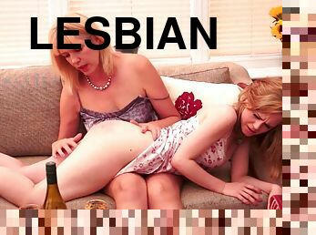 Naughty babes kinky lesbian spanking porn clip