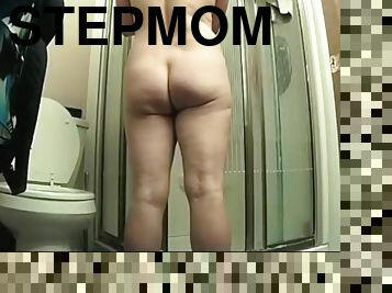 amateur, milf, hardcore, maison, maman, belle-femme-ronde, espion, joufflue