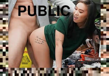 Kimmy enjoys public sex in the super market