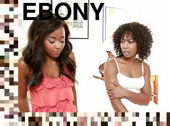Stunning ebony lesbian energizing sex clip