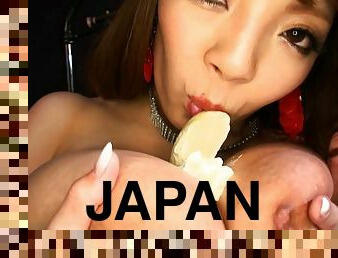 asien, groß-titten, japanier, natürliche, große-brüste, titten, allein, banana