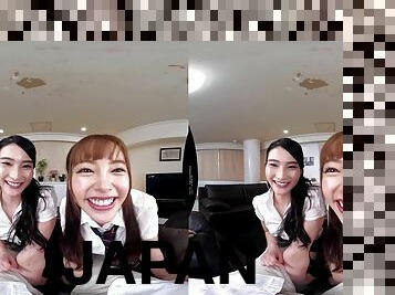 POV VR Japanese schoolgirls - Threesome handjob