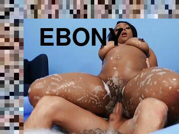 Bathing Babe Oliver Flynn, Mimi Curvaceous - curvy wet ebony mom with big ass rides dick in soapy bathtub