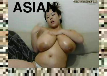 asiatique, gros-nichons, énorme, monstre, maison, belle-femme-ronde, naturel, webcam, gros-seins, seins