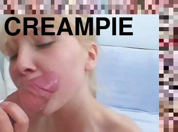 First time anal fuck with creampie for petite blonde russian teen