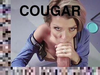 Short-Haired Cougar Deepthroats Very Thick Young Cock