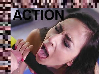 ejaculation-sur-le-corps, hardcore, pornstar, action, salle-de-gym