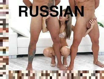 russo, anal, a-três, cara-em-aperto, trabalho-de-aro