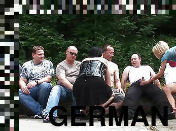 orgie, partei, immens-glied, junge, deutsch, gangbang, gruppensex, bukkake