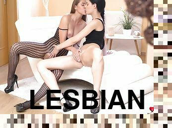Lesbians Anie Darling and Sybil Kailena enjoy mutual masturbation