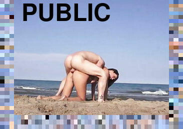publiczne, tryskanie, plaża