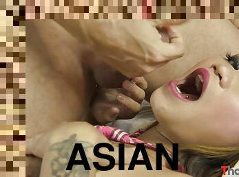 asiatique, cul, gros-nichons, masturbation, chatte-pussy, ejaculation-sur-le-corps, énorme-bite, thaï, belle, assez