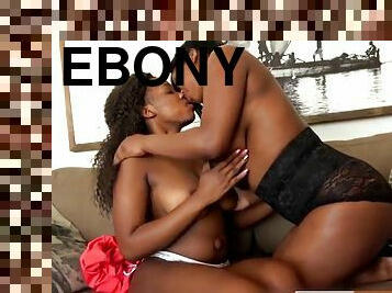 Beautiful curvy ebony lesbians have an incredible oral orgasm