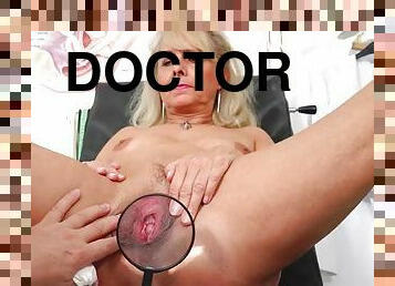 Examination of old pussy of hot gilf Coco by freaky doctor