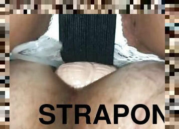 Great strapon pegging and cum