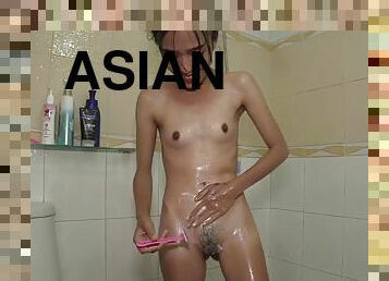 asien, baden, muschi, junge, thai, dusche, rasiert