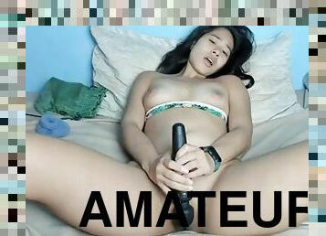 asiatique, amateur, ados, doigtage, thaï, webcam, solo