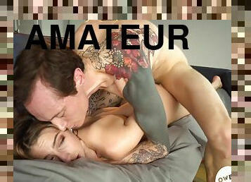 amateur, énorme-bite, maison, double, ejaculation, pénétrante