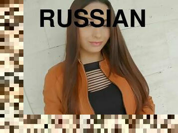 Beautiful Russian teen brunette gets a sloppy anal creampie