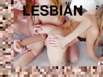 Beautiful lesbian teens licks and toyed each others asshole