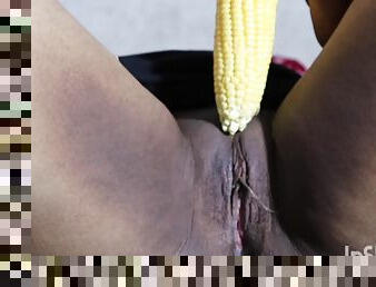 Stepmom Plays With Corn When She Horny
