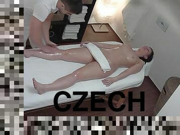 Czech Brunette Gets the Massage of Her Dreams - Amateur spycam hardcore with cumshot