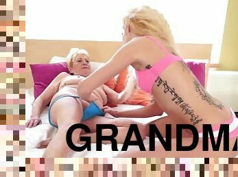 bestemor, amatør, besta, lesbisk, tenåring, lubben