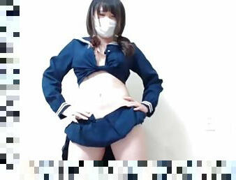 masturbation, amateur, ejaculation-sur-le-corps, japonais, webcam