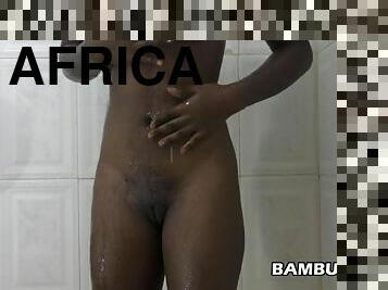 baignade, femme-de-ménage, jeune-18, douche, africaine