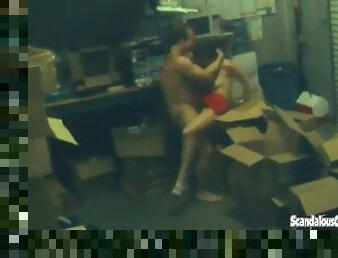 Cheating office whore fucks on spy cam footage