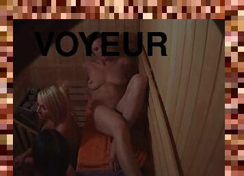Sauna voyeur spy cam girls caught in a public sauna
