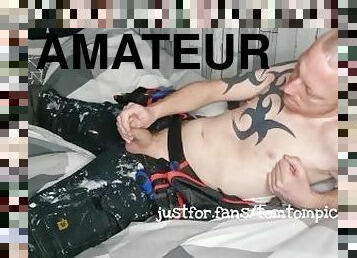 amateur, énorme-bite, gay, solo, tatouage, bite