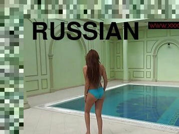 Hot Russian brunette Mia Ferrari in the pool