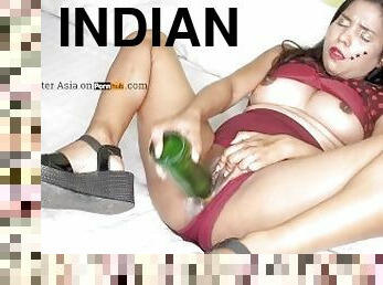 After Coming From Party , My Beer bottle Satisfy My Needs - Horny South Indian Girl