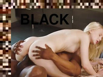 Submissive blonde fucked two black cocks
