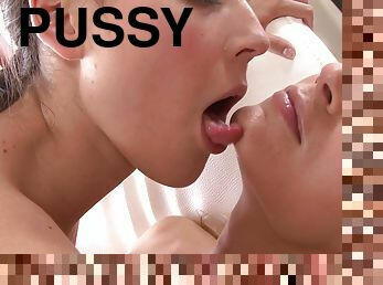 Sensual oral scene along sleazy girls