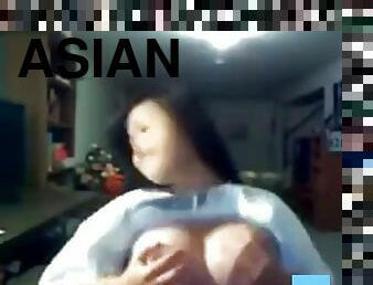 asiatique, gros-nichons, amateur, webcam, mignonne, seins, clignotant