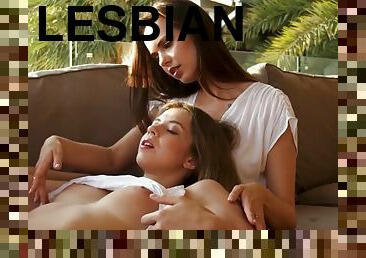 lesbienne, bout-a-bout, parfait, sexe-habillé