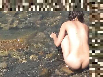 nudist, im-freien, kam, strand, voyeur, freundin, versteckte