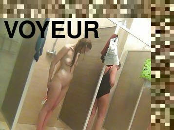 baignade, amateur, cam, voyeur, douche, brunette, caché