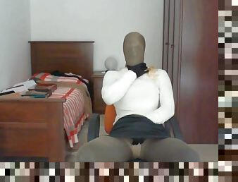 Pantyhose encasement breathplay