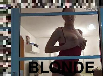 blond, fetisch, ensam, mjölk