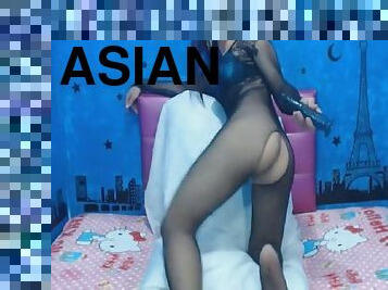 Asian shemale anal masturbation
