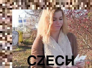Czech amateur blonde fucks in public bushies