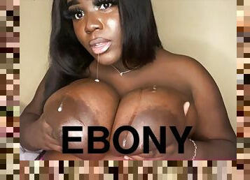 Ebony Teen Spits on Huge Tits
