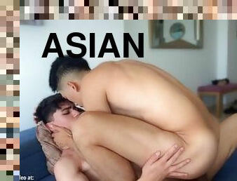 asiático, magro, chupanços, tiro-ao-alvo, interracial, adolescente, gay, colégio, coreano, gay-adolescente