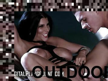 Dark & Mysterious Brunette Romi Rain Pulls Clover & Begs Him To Fuck Her Hard