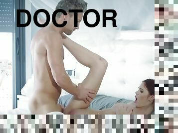Redhead lady doctor bailey d rides her patients hard cock