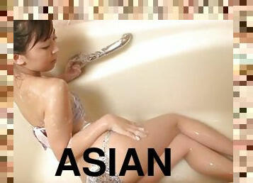 Asian undies get all wet as she plays in the shower