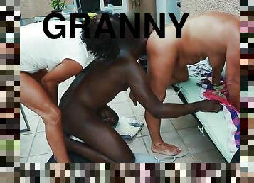 I fuck a blonde granny, the other licks my ass